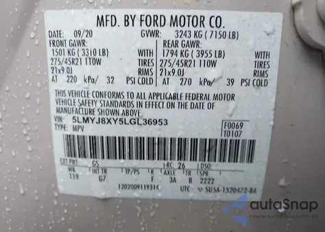 2020 Lincoln Aviator Grand Touring from USA, damaged, VIN 5LMYJ8XY5LGL36953